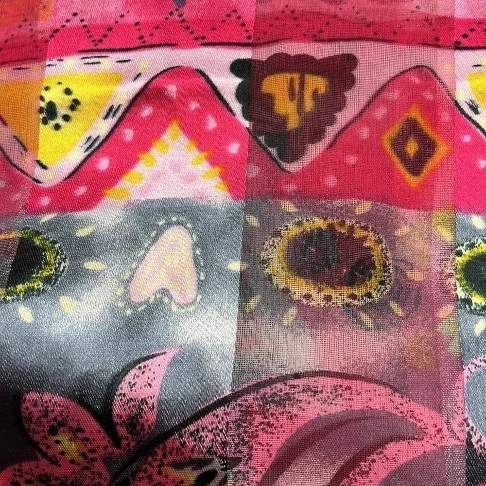 Pink and Black Yellow Bright Vibrant Scarf Barbie Pink Semi Sheer